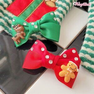 Christmas Dog Hairbows by Wooflink - 1 Red 1 Green